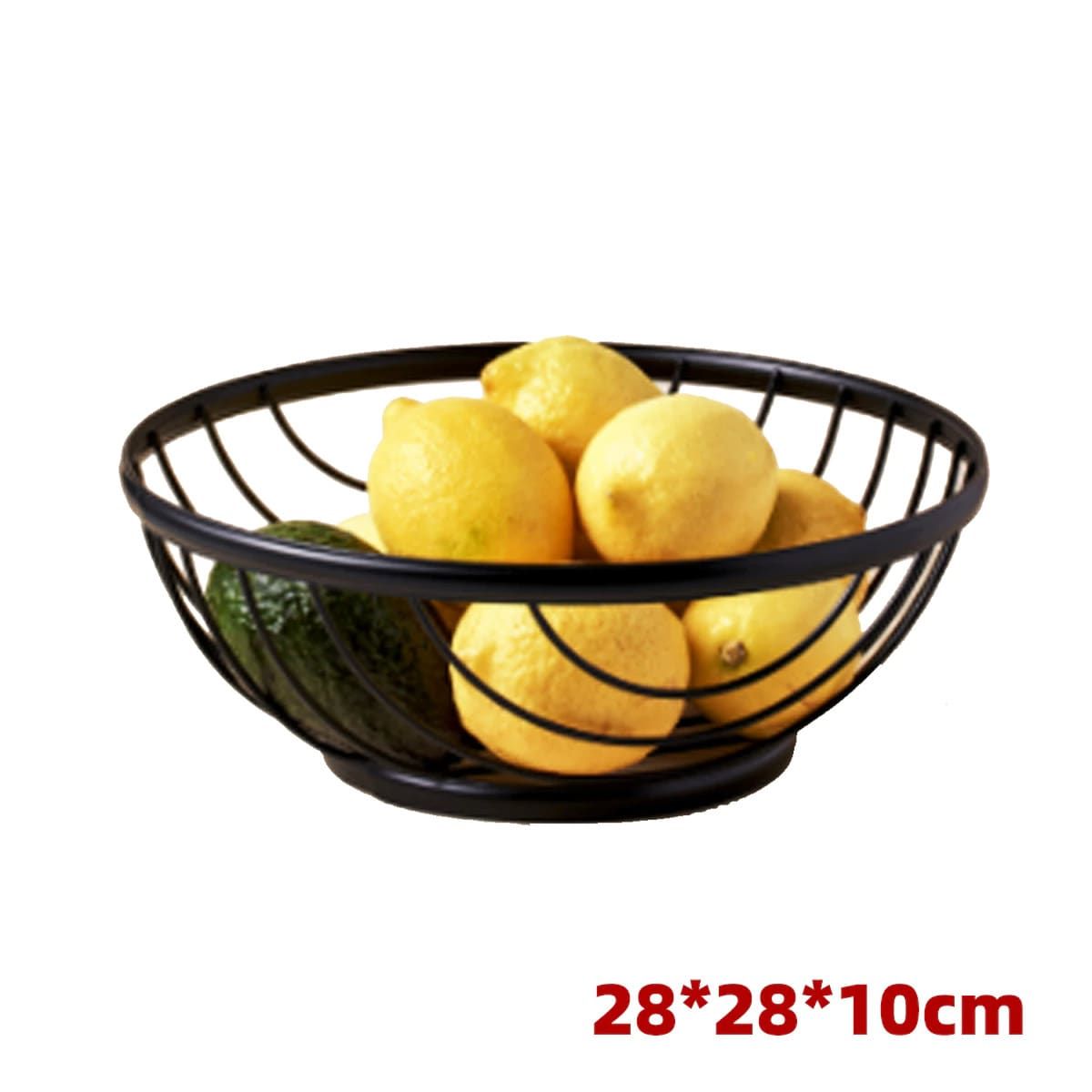 GENERICO - Frutero Metalico Negro Redondo 28X28X10 Cm Organiza Frutas