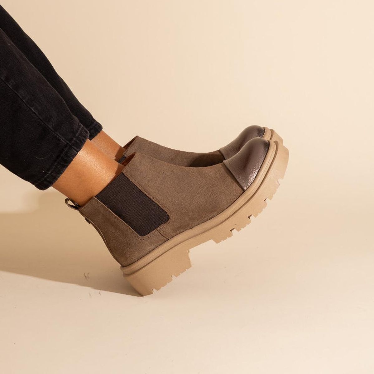GIANI DAFIRENZE - Botin Cuero Mujer Celia Taupe Metalico