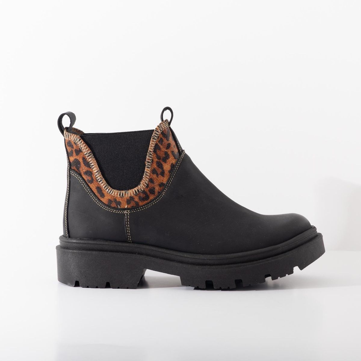 GIANI DAFIRENZE - Botin Cuero Mujer Isabel Negro Print