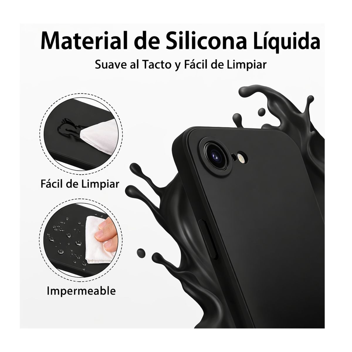 GENERICO - Carcasa Antigolpes Compatible Con iPhone 17e Goma Negro
