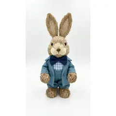 GENERICO - Conejo De Pascua De Paja 20 cm Set de 2 Conejos Adorno Decoración Colores