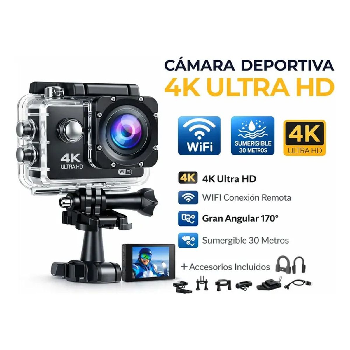 CAM - Cámara Deportiva 4k Sports Ultra Hd Dv Profesional