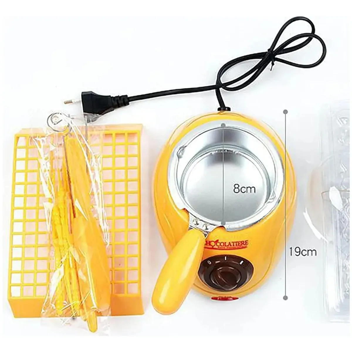 IRM - Fondue Maquina De  Amarilla Olla De Aluminio Con Accesorios  Y Chocolate Eventos En El Hogar