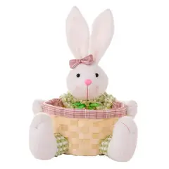 GENERICO - Canasto De Conejo De Pascua, Canasto Tejida A Mano, Canastos De Huevos De Pascua Adorables