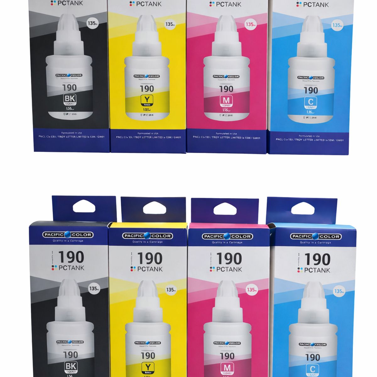 PACIFIC COLOR - 2 Packs de Tintas Compatibles Canon Gi 190 G2110 G3110 G4110