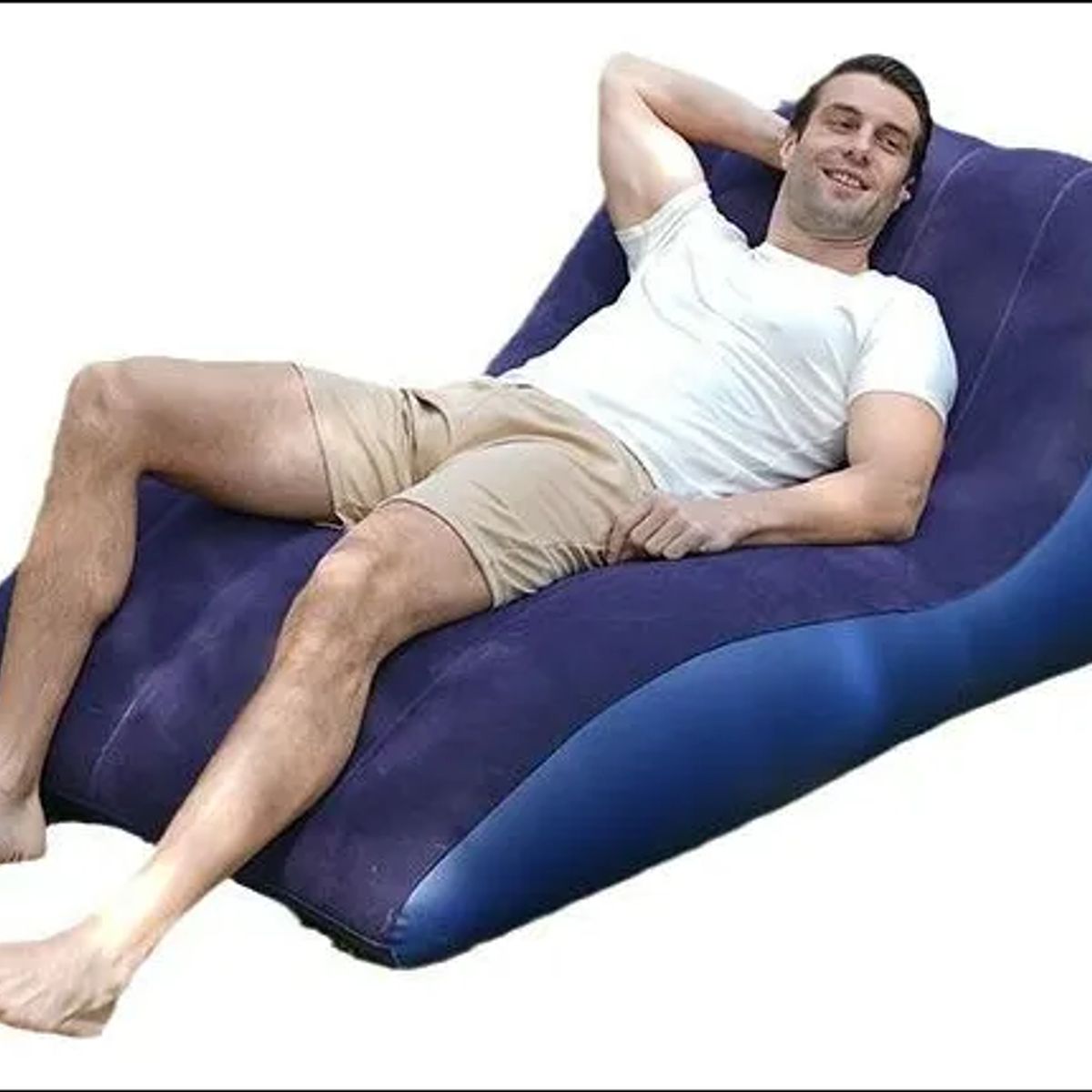 GENERICO - Sofá Inflable Tipo Puff Cómodo Práctico Multfuncional Azul