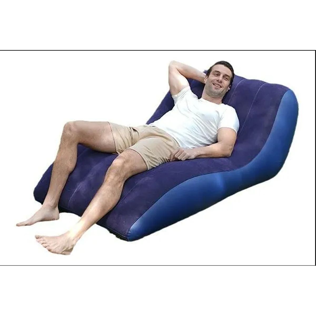 GENERICO - Sofá Inflable Tipo Puff Cómodo Práctico Multfuncional Azul