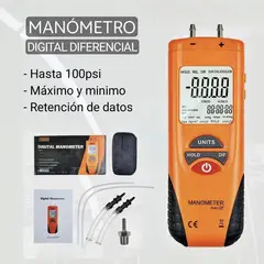 GENERICO - Manómetro digital 100PSI. 11 tipos de medida, HVAC, hornos de gas, sistemas de ventilación, etc.