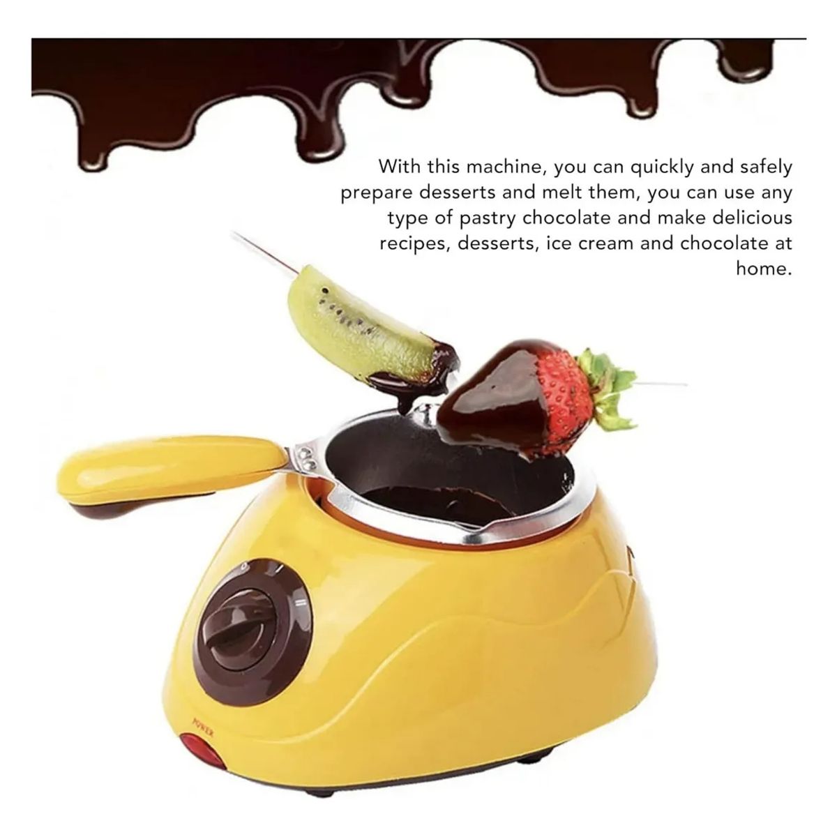 IRM - Fondue Set De PACK X2 Color Amarillo Olla Aluminio Fondue Dulce O Salado Fondue
