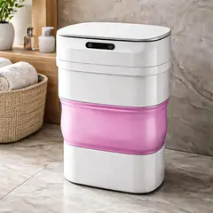 GENERICO - Basurero Auto Con Sensor papelero Inteligente Baño Ofi Rosa