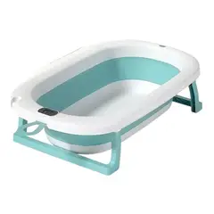 GENERICO - Tina Bebe Bañera Plegable Termometro Malla de Cojin Baño verde