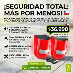MOVI - PACK 2 ALARMA SOLAR CON SENSOR DE MOVIMIENTO 129 DB IMPERMEABLE