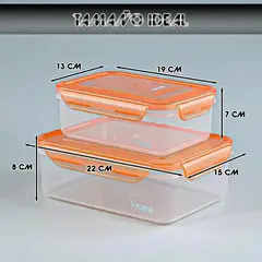 KEEP - Set 2 Taper Tupper Plastico Contenedor De Alimentos 1600 Ml Naranja