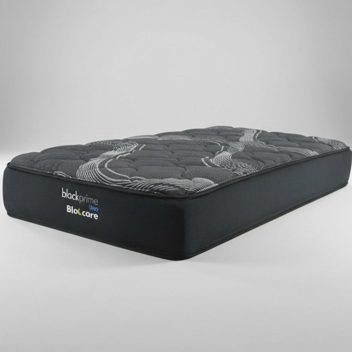 BLOCCARE - Cama 1 Plaza Box 13cm - L190 cm  + Colchon Black Prime - Modelo Uno /Con Rueda Deluxe(Gris)