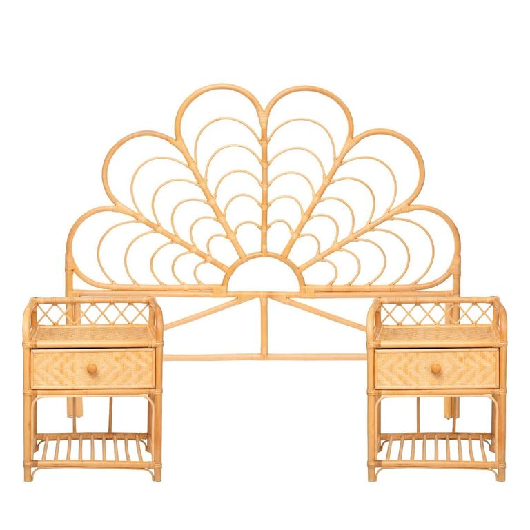 Set Respaldo 2 Plazas + Veladores Bambu Ratan