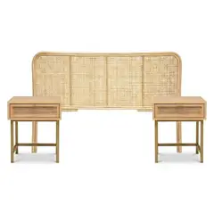 ATMOSPHERA - Set Respaldo 2 Plazas + Veladores Madera Ratán