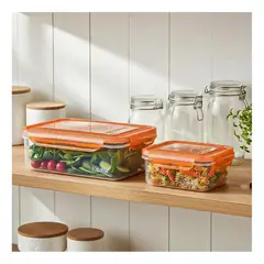 KEEP - Set 2 Taper Tupper Plastico Contenedor De Alimentos 1600 Ml Naranja