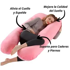 GENERICO - Cojin Almohada Maternal Con Funda Extra Suave Forma en U Rosado