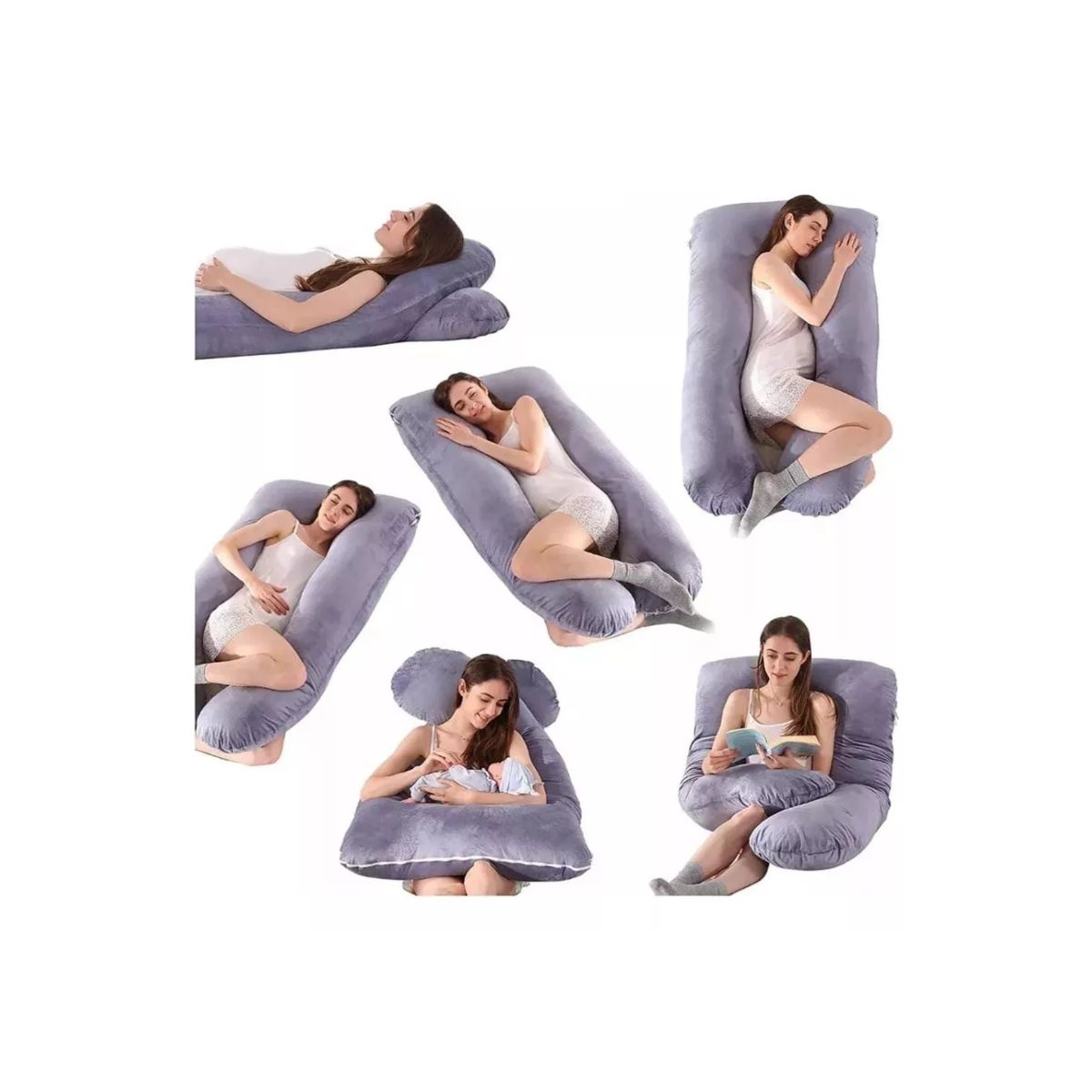 GENERICO - Cojin Almohada Maternal Con Funda Extra Suave Forma en U Rosado