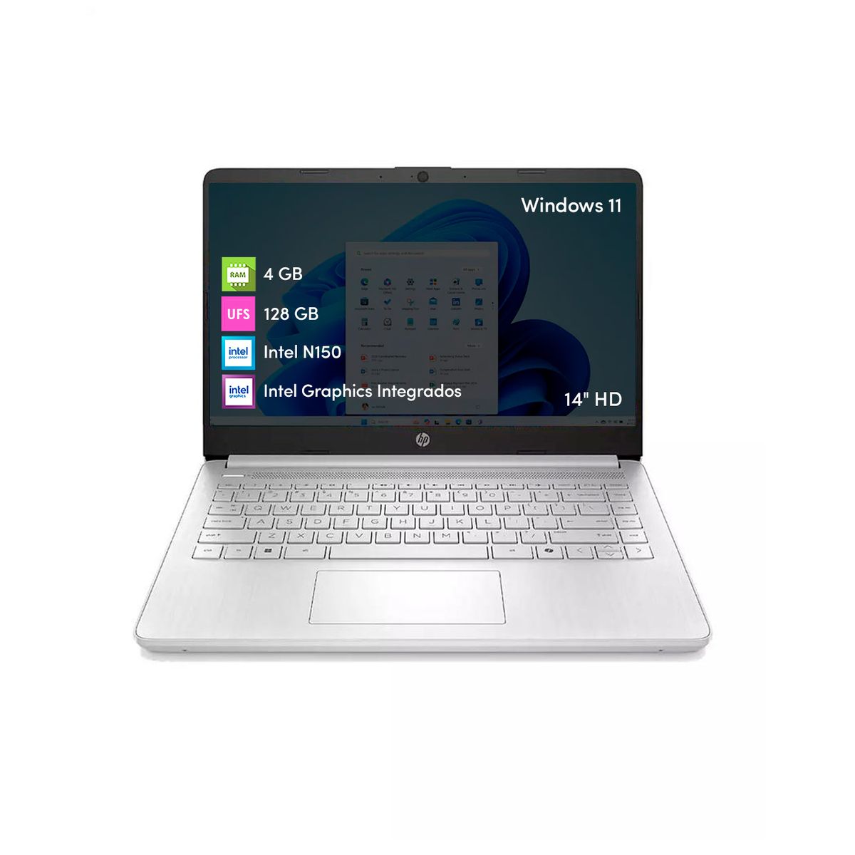HP - Notebook HP Intel N150 4GB 128GB 14 HD Gris