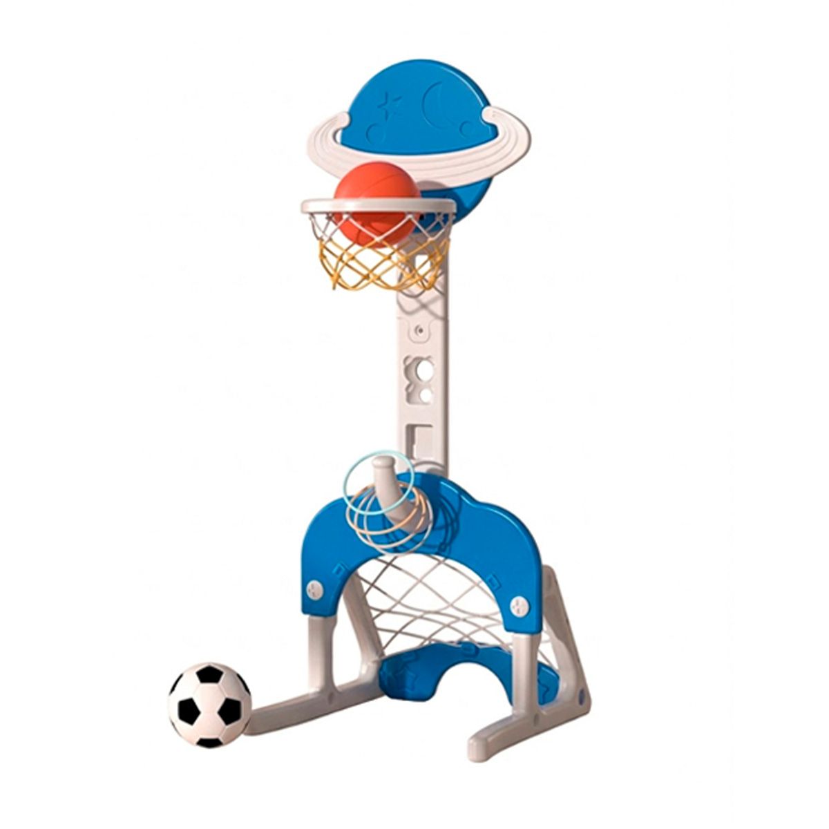 SDFIT - Kit Juguete Baloncesto Futbol Aros 3 En 1 Juego Interior Casa – BG003 – EJ003