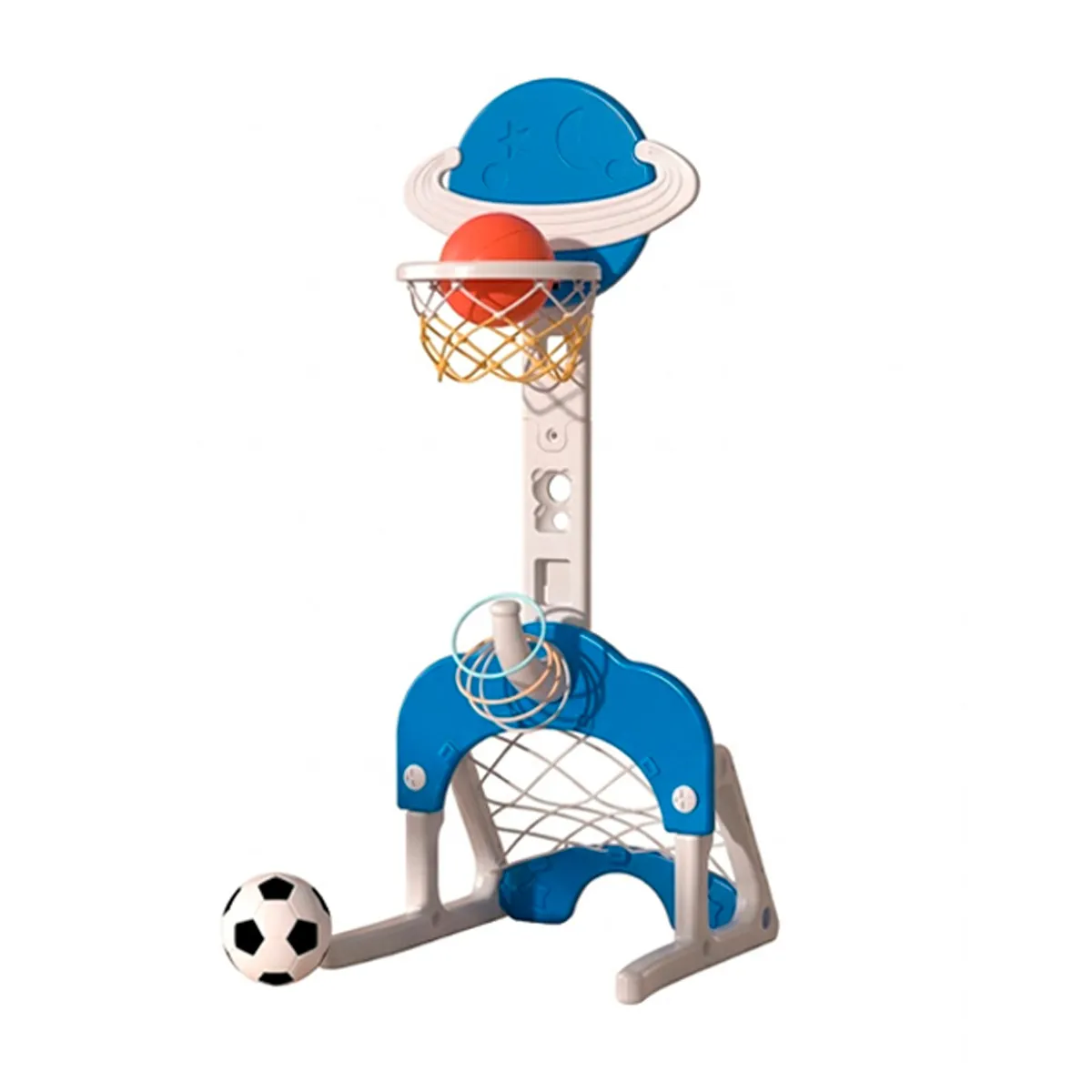 SDFIT - Kit Juguete Baloncesto Futbol Aros 3 En 1 Juego Interior Casa – BG003 – EJ003