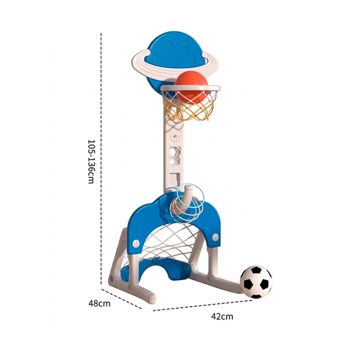 SDFIT - Kit Juguete Baloncesto Futbol Aros 3 En 1 Juego Interior Casa – BG003 – EJ003