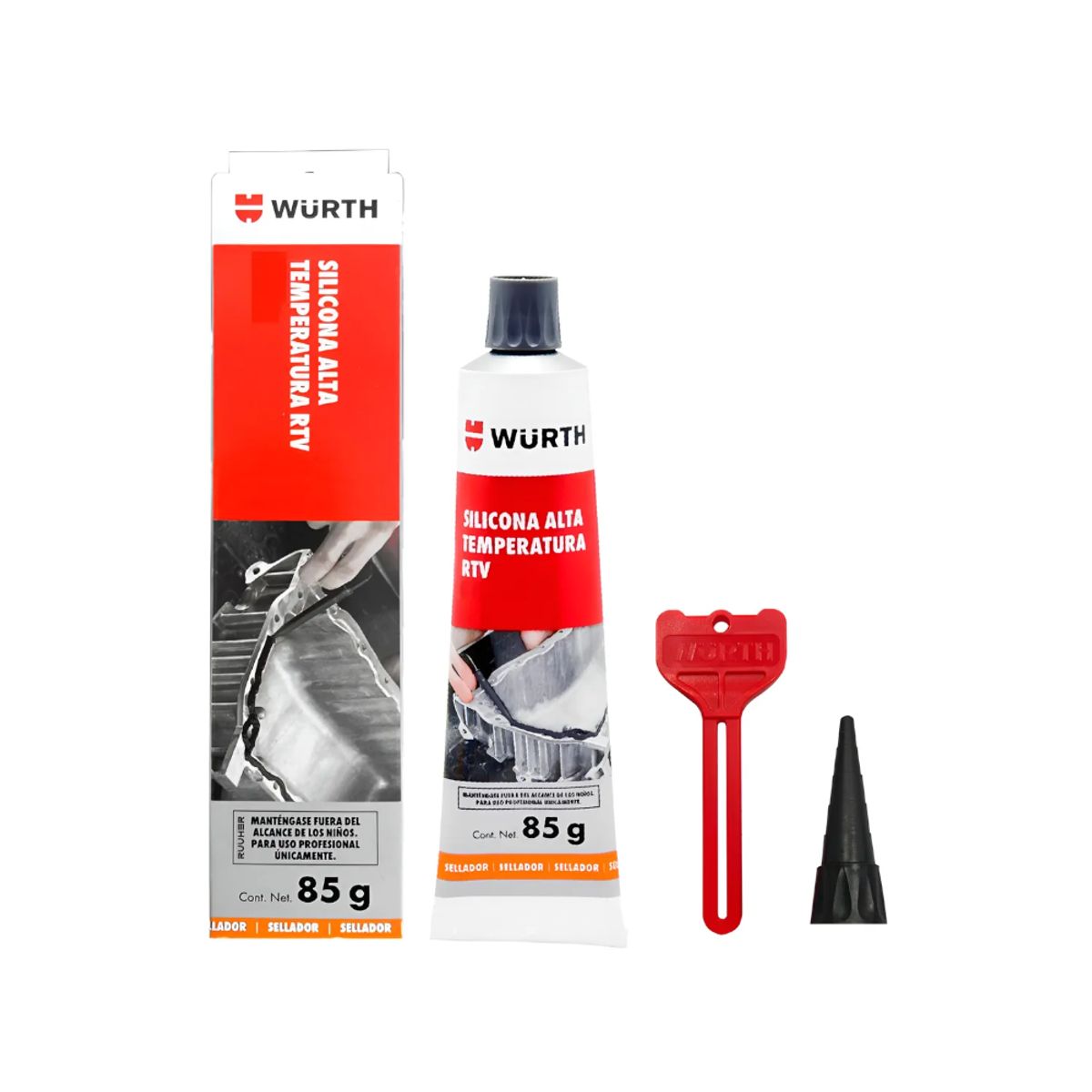 WURTH - Silicona Alta Temperatura RTV Negro 85 g