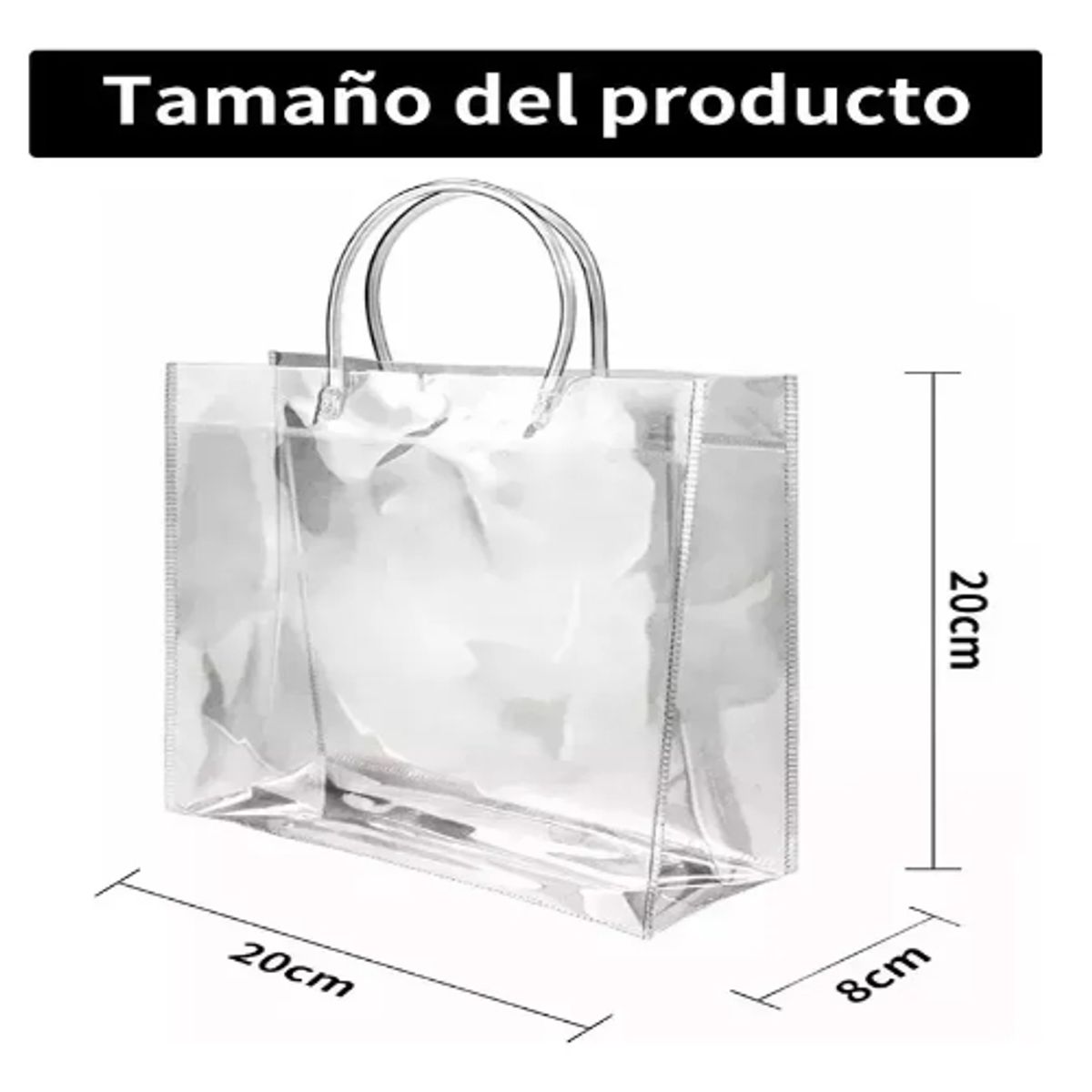 GENERICO - 20 Bolsa Regalo Con Asa Transparente Reutilizable Transparente