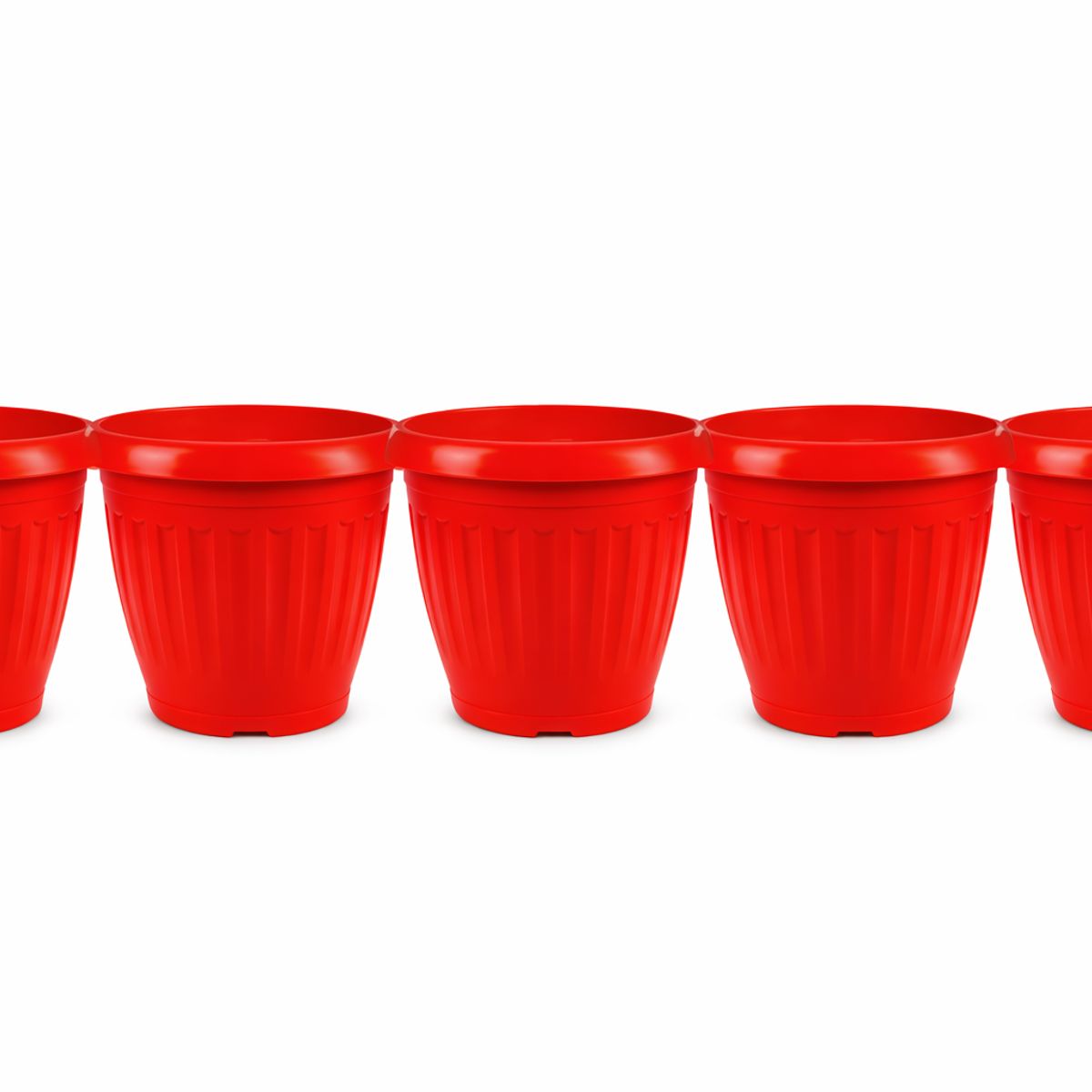 GENERICO - Pack 5  Maceteros Plástico Redondo Rojo 19 cm