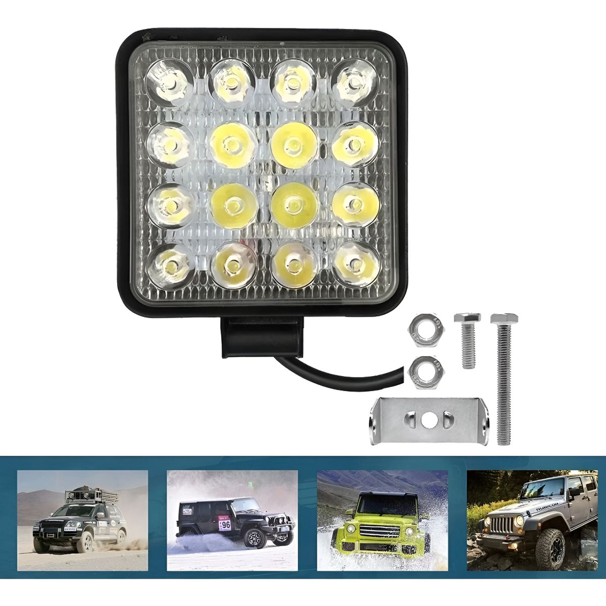 GENERICO - Luces Foco Neblinero Led 48w 4x4 Auto Moto Caminon Cuadrado