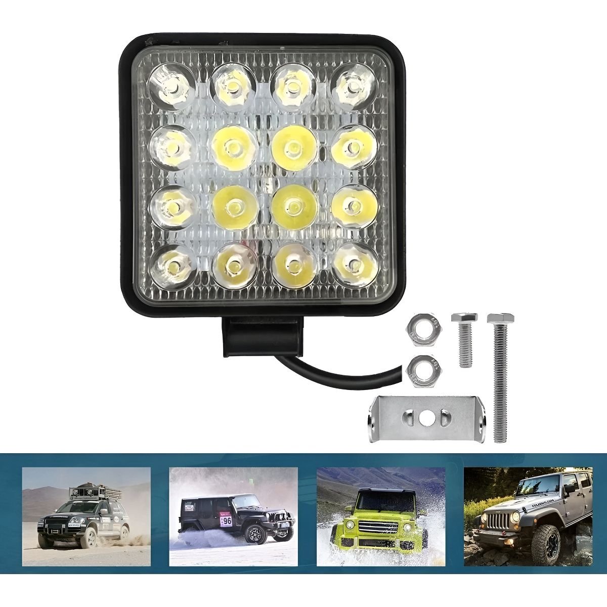 GENERICO - Luces Foco Neblinero Led 48w 4x4 Auto Moto Caminon Cuadrado