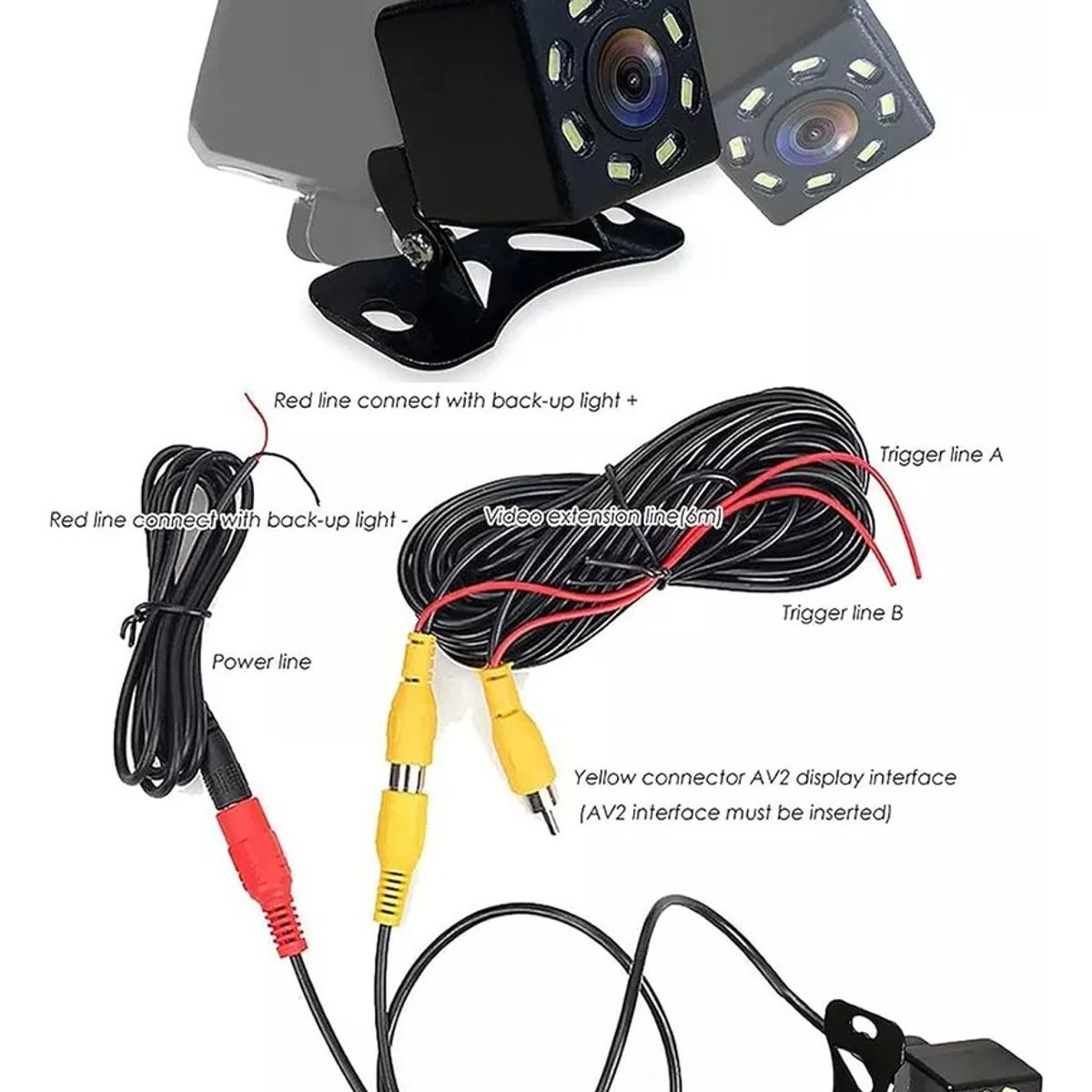 GENERICO - Hd Camara Auto Visión Nocturna Retroceso 8 Led Ip66 12v