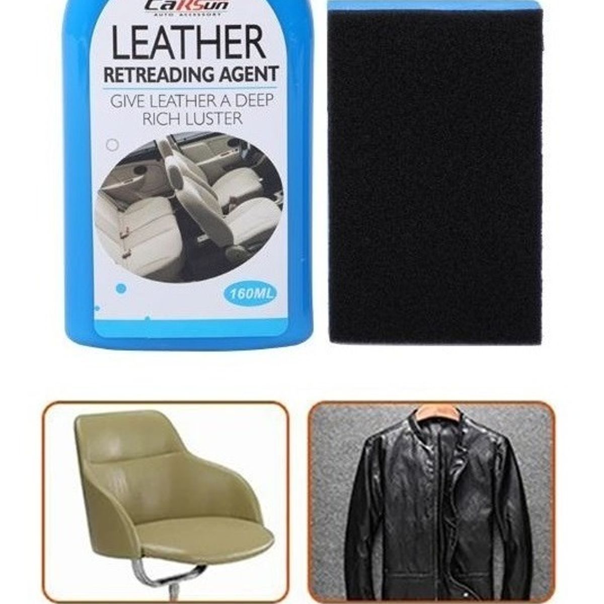 GENERICO - Kit Crema Agente Cuero Limpieza Renovadora 160ml + Esponja 261027 C41