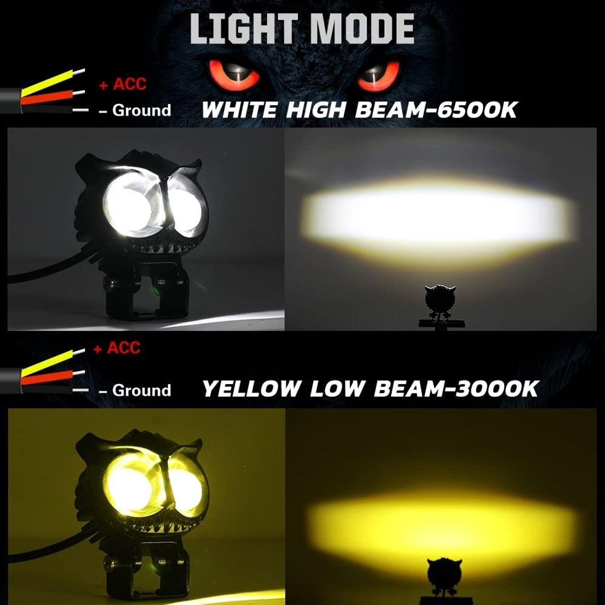 GENERICO - X2 Foco Led Neblinero 50w Bicolor Auto Moto Búho Tipo Lupa
