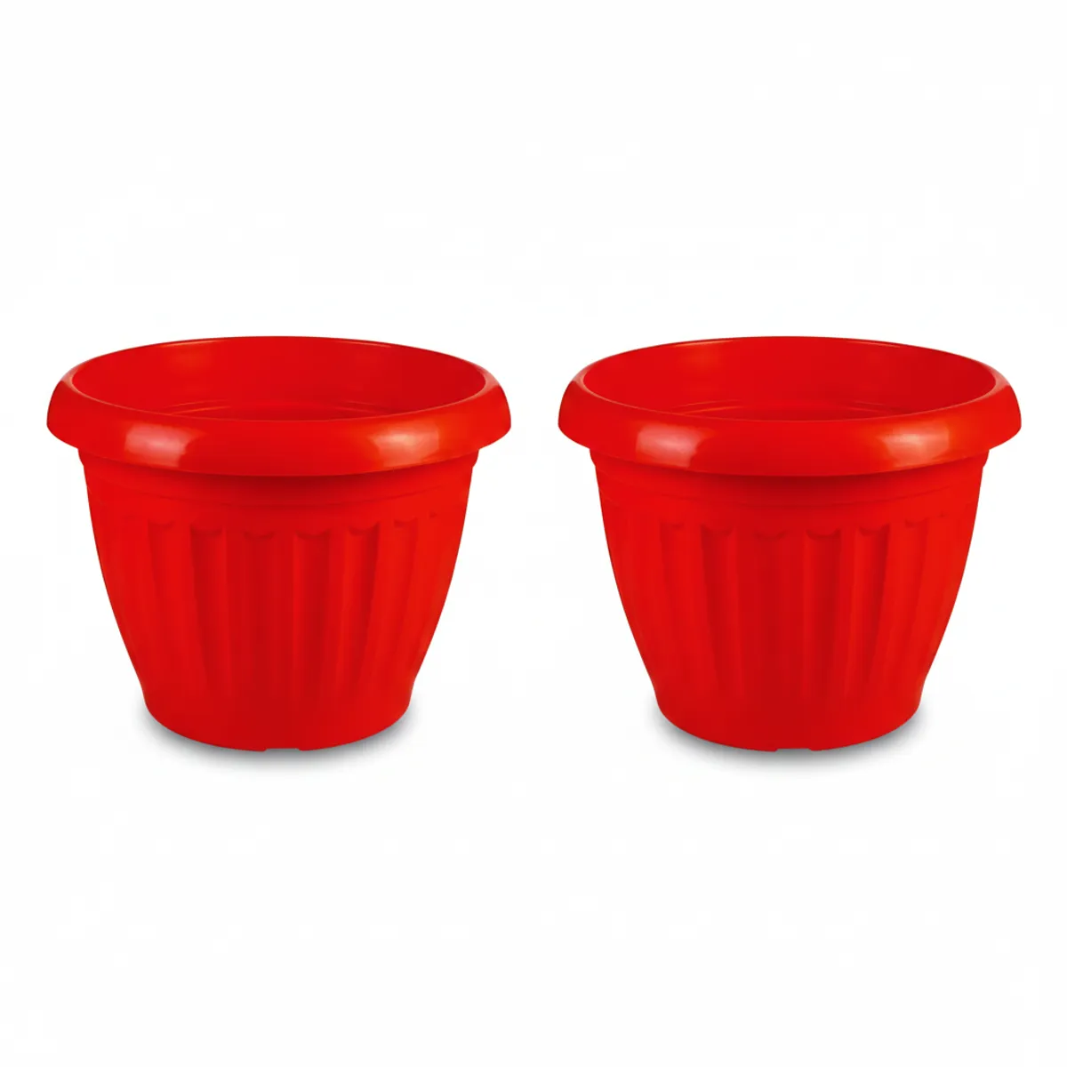 GENERICO - Pack 2 Maceteros Plástico Redondo Rojo 23 cm