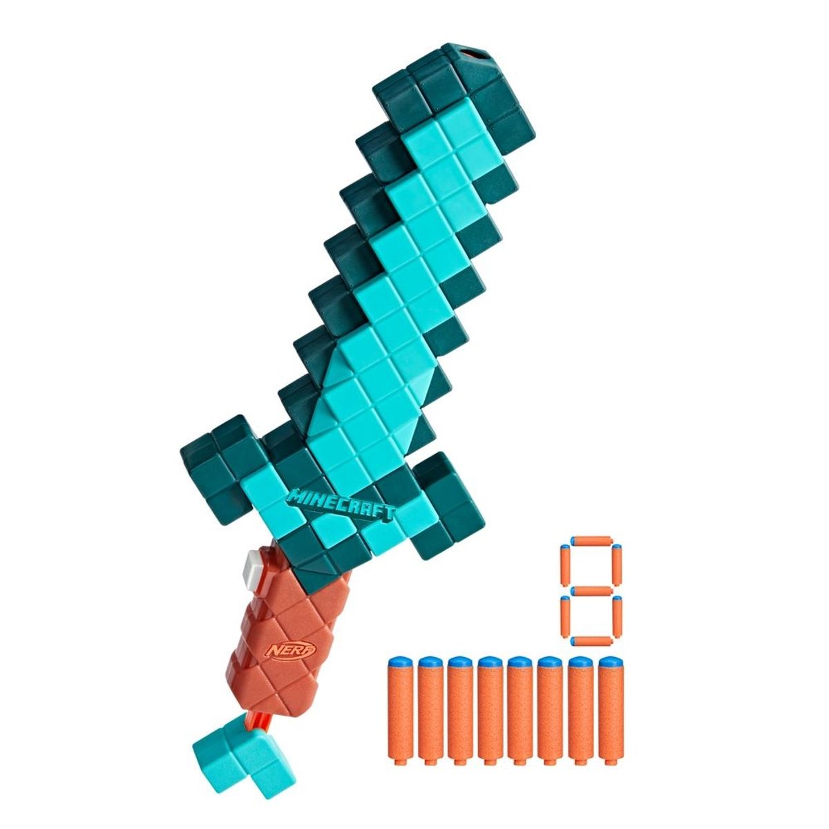 NERF - Lanzador Nerf Minecraft Espada Lanzadardos 8 Dardos