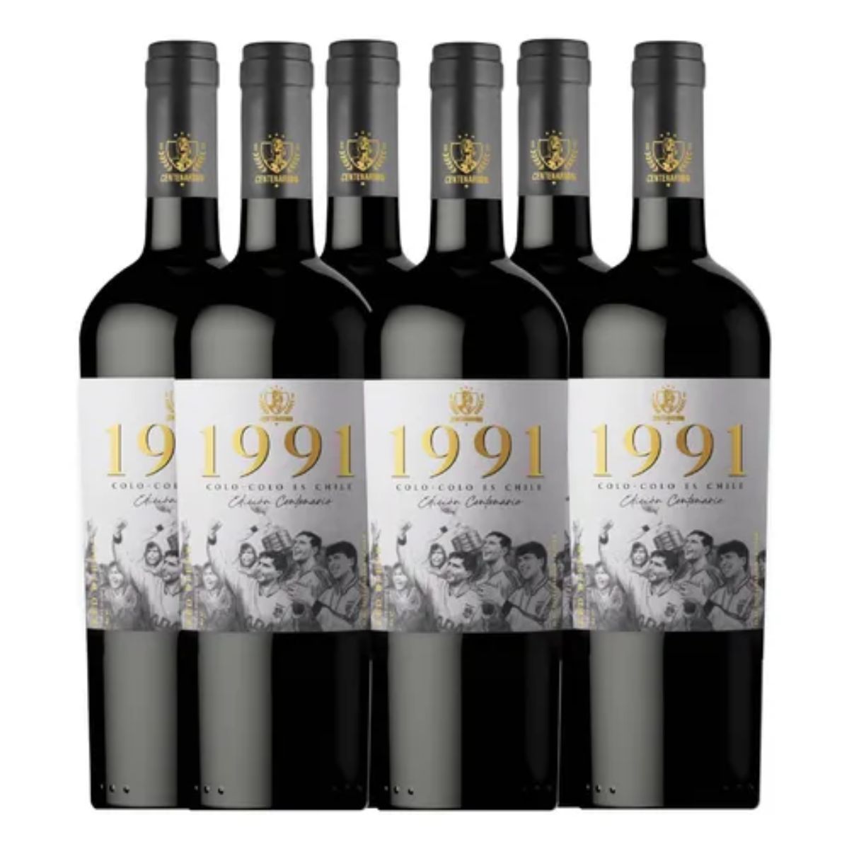 COLO COLO - 6x Vinos 1991 Colo-Colo es Chile 750cc