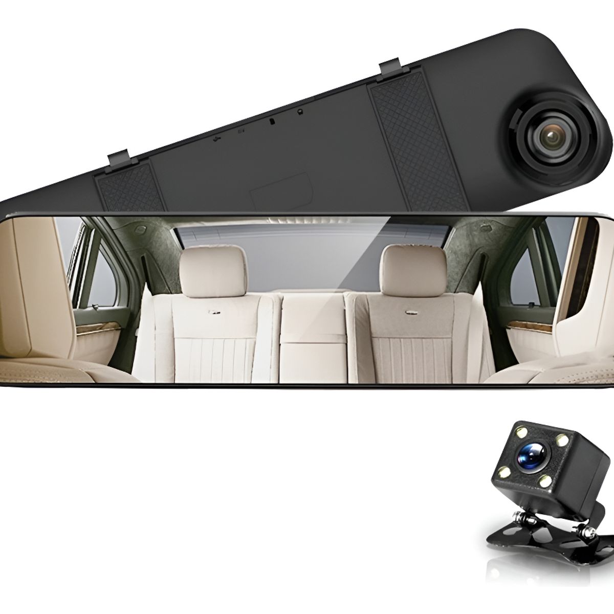 GENERICO - Pantalla Cámara Espejo Retrovisor Hdr Hd + Camara Retroceso 240119