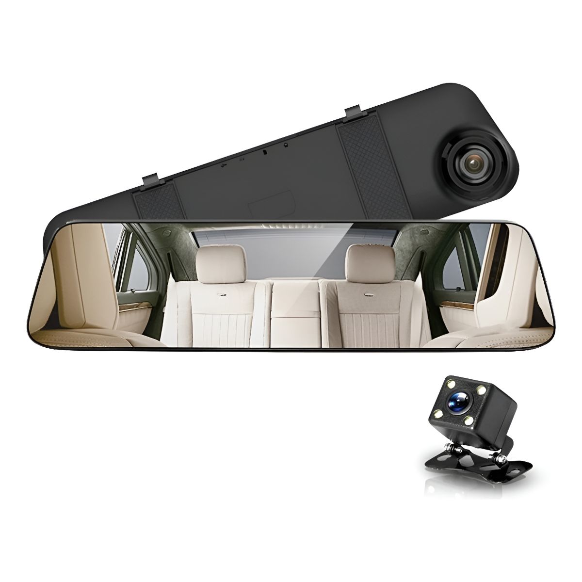 GENERICO - Pantalla Cámara Espejo Retrovisor Hdr Hd + Camara Retroceso 240119