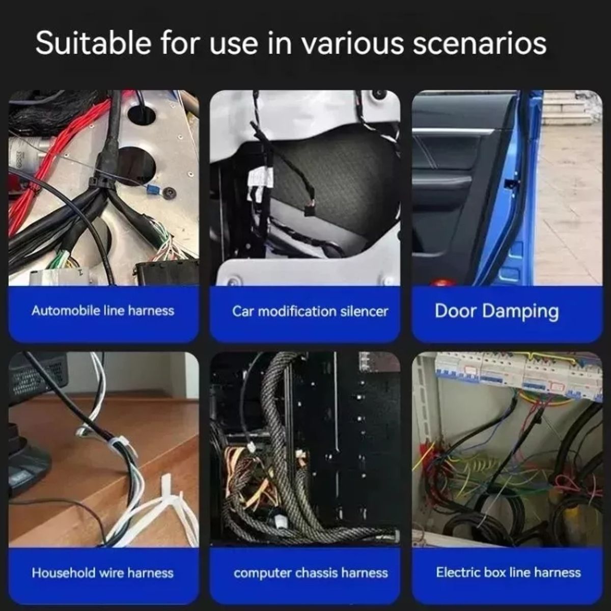 GENERICO - Pack 5 Rollos Cinta Tela Cableado Automotriz Gps Tracker 15m