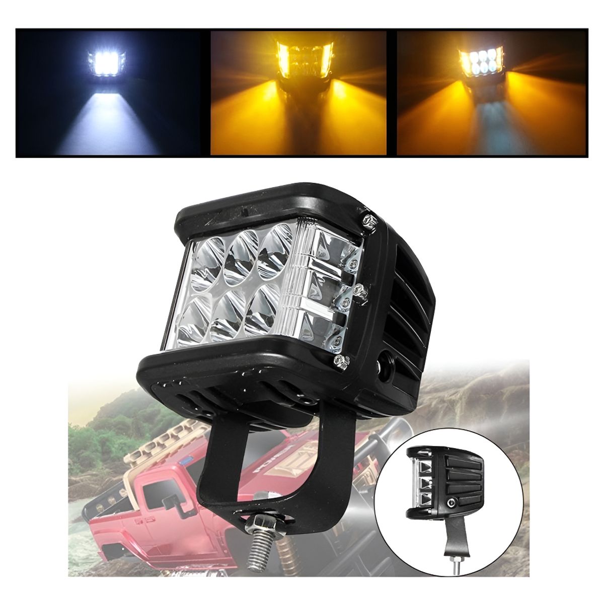 GENERICO - Foco Neblinero Led 36w Blanco Amarillo H4 Destello Auto Moto