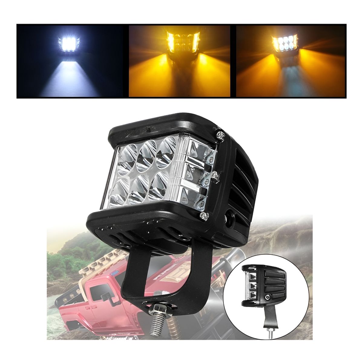 GENERICO - Foco Neblinero Led 36w Blanco Amarillo H4 Destello Auto Moto