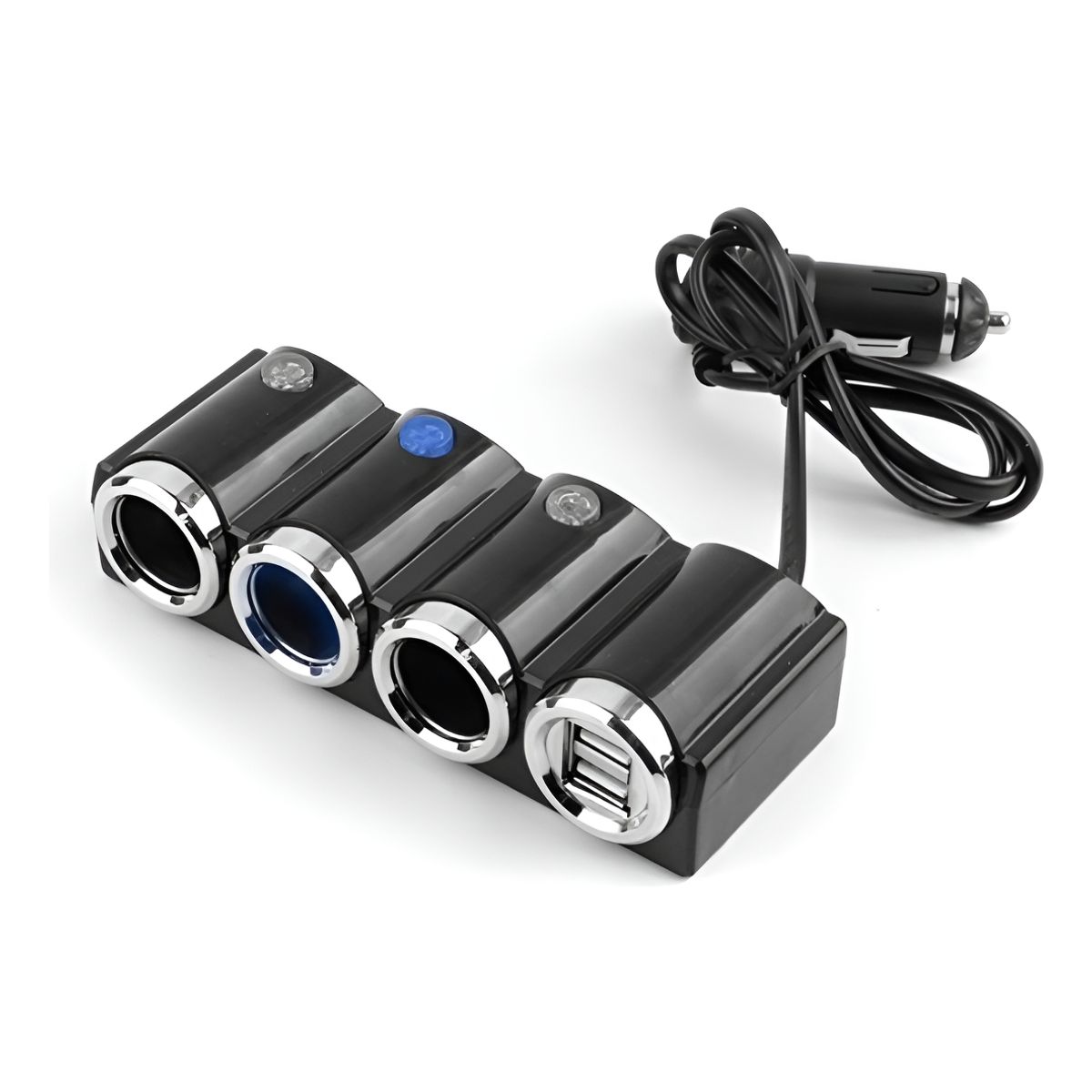 GENERICO - Adaptador Para Enchufe Encendedor Auto 1 A 3 +2 Usb Cargador 213159