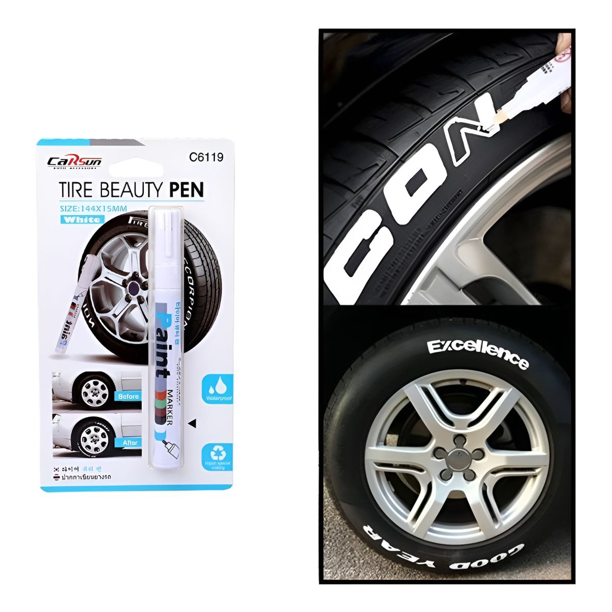 GENERICO - Lapiz Marcador Pinta Neumáticos Blanco Auto Tunnig Renovador 261031 C41