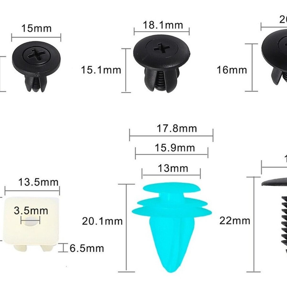 GENERICO - Caja 150 Clips Fijacion Broche Retencion Plastico Tapabarro 212025 C32