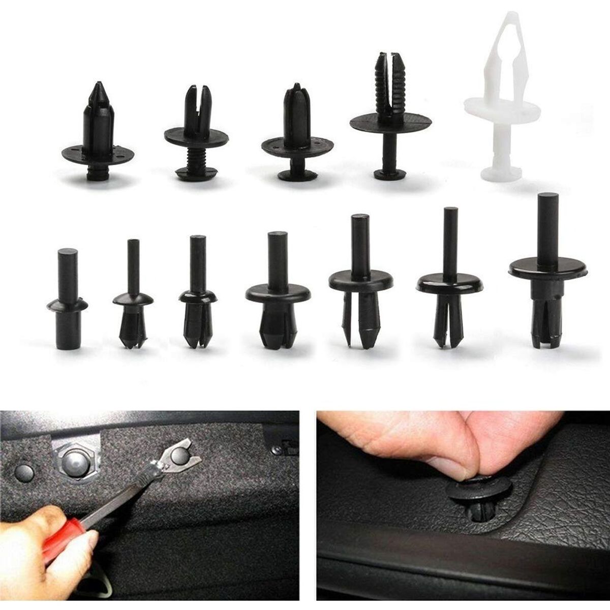 GENERICO - Caja 350 Clips Fijacion Broche Retencion Plastico Tapabarro 212019 C33