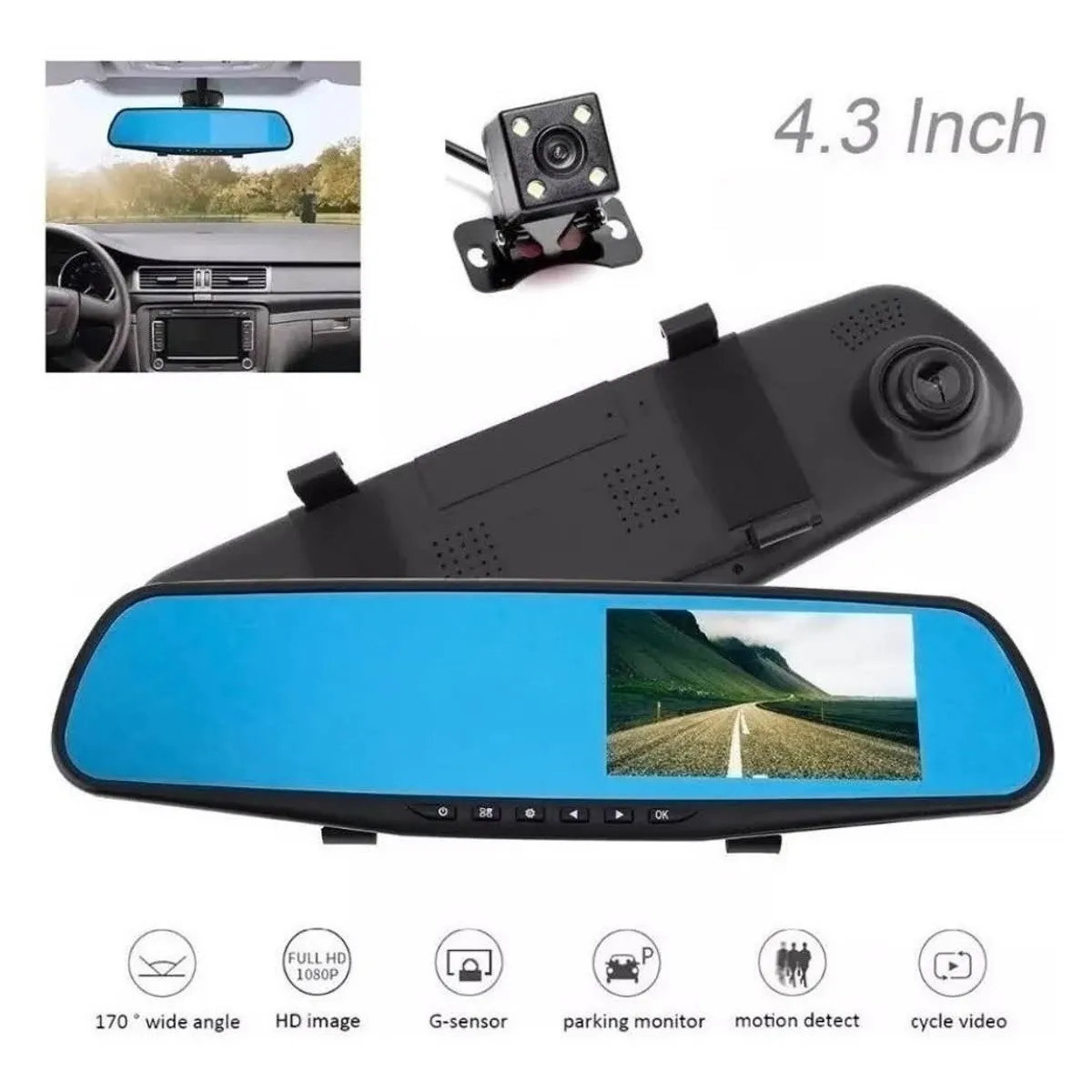 GENERICO - Frontal Cámara De Auto Espejo Retrovisor + Cámara Retroceso 213033 C42