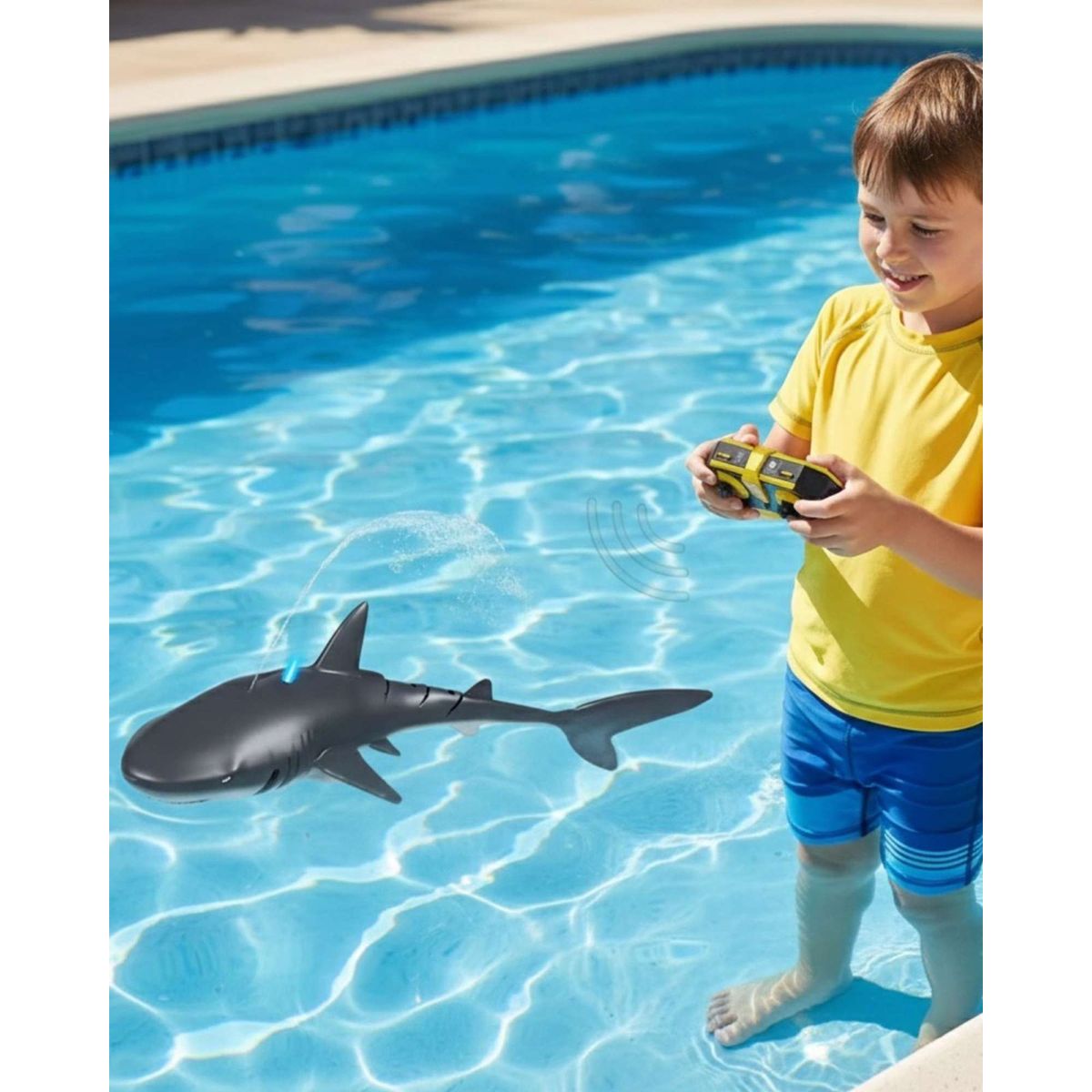GENERICO - Tiburon de juguete para piscina a control remoto con spray