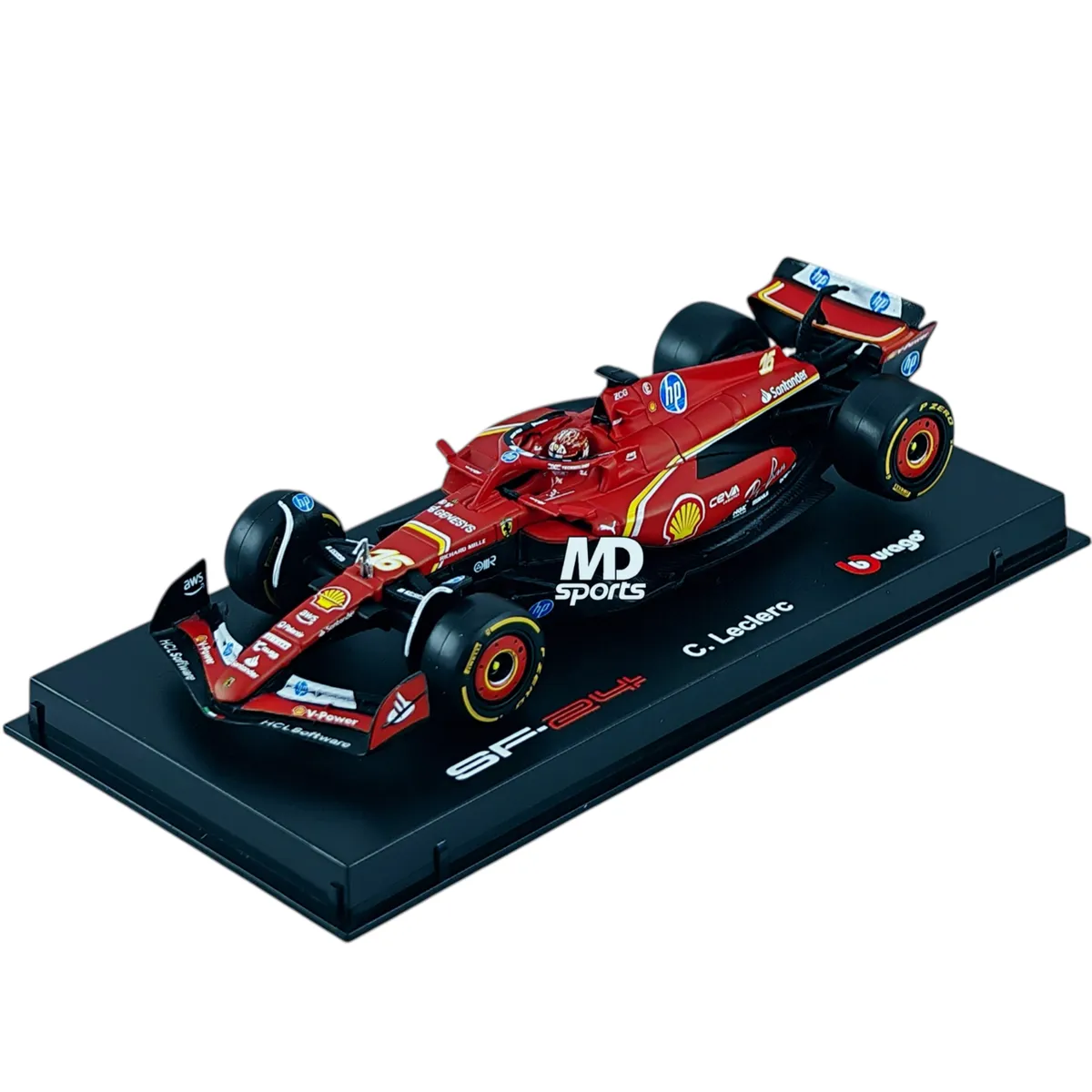 BBURAGO - Auto F1 Ferrari SF-24 Monaco GP 2024 #16 Charles Leclerc Caja Acrilica Burago 1:43